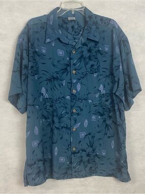 Vtg Premier International Hawaiian Shirt Mens XL Blue Short Sleeve Casual